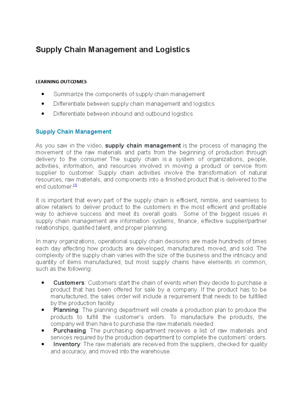 Supply Chain Management and Logistics business administration WMSU