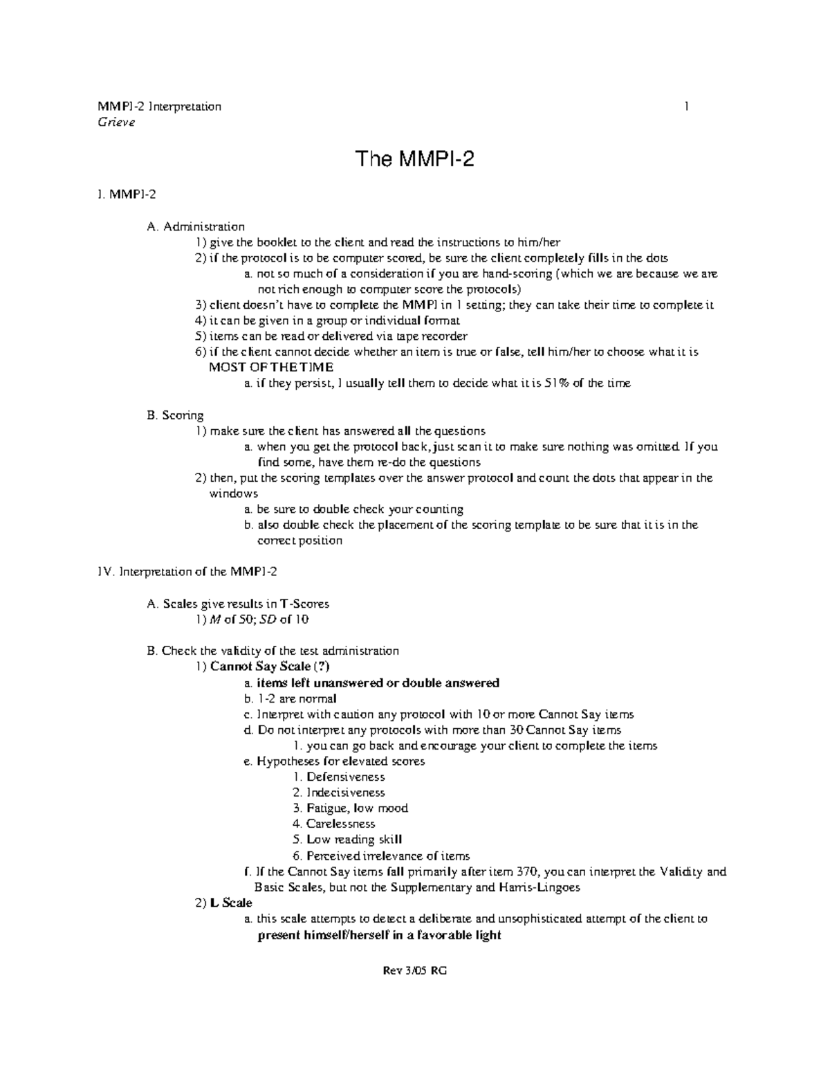 MMPI 2Interpretation Grieve The MMPI I MMPI A Administration 1   Thumb 1200 1553 