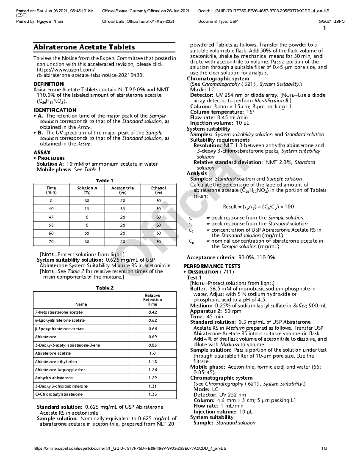 Abiraterone Acetate Tablets - DEFINITION Abiraterone Acetate Tablets ...
