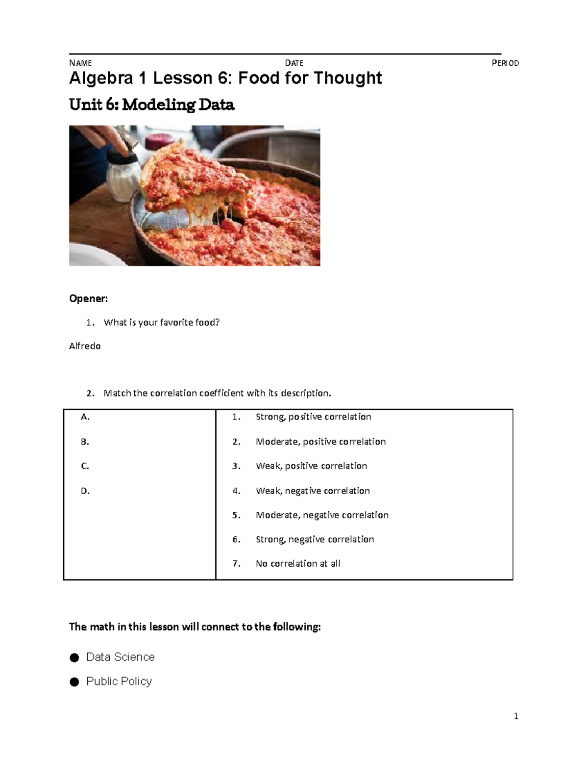 algebra 1 unit 1 lesson 6 homework