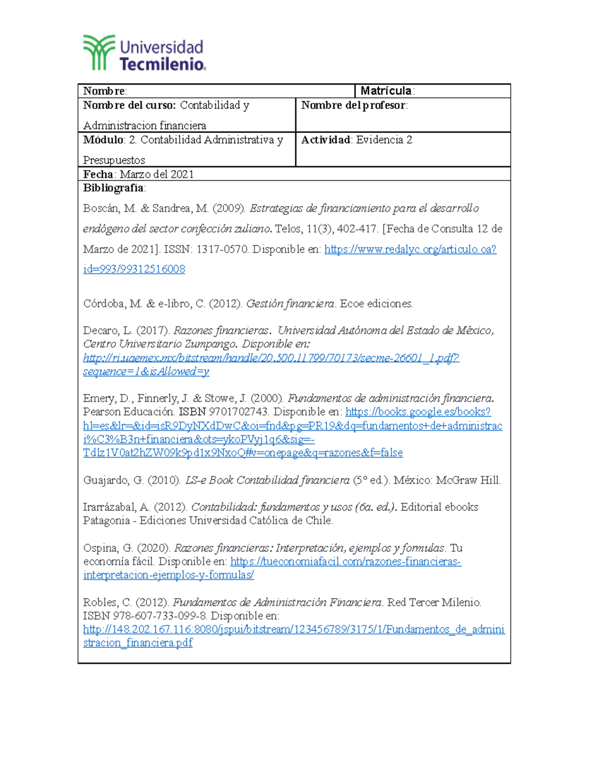 Evidencia 2. Contabilidad Y Administracion Financiera Tecmilenio ...