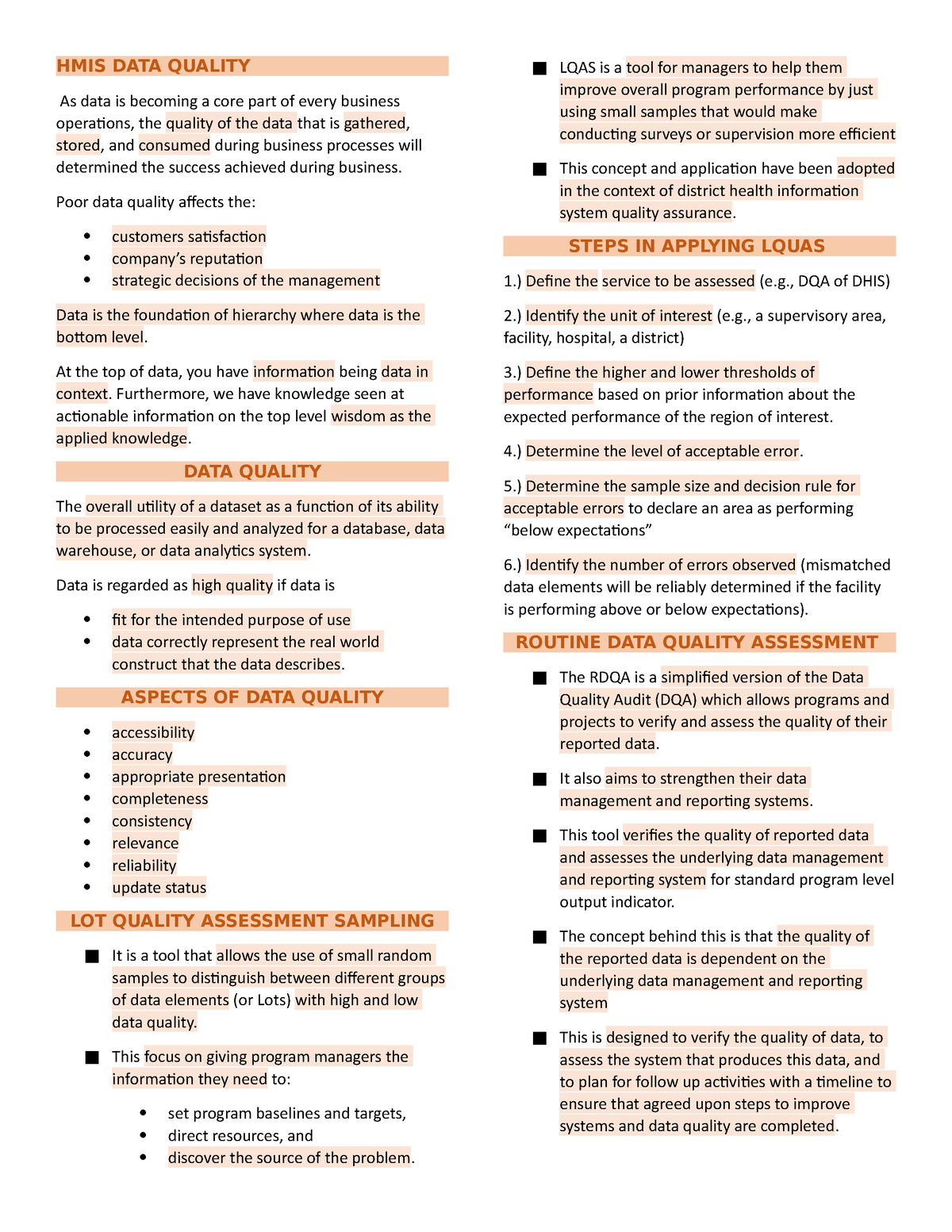 HMIS DATA Quality - Lecture Notes 1 - HMIS DATA QUALITY As Data Is ...