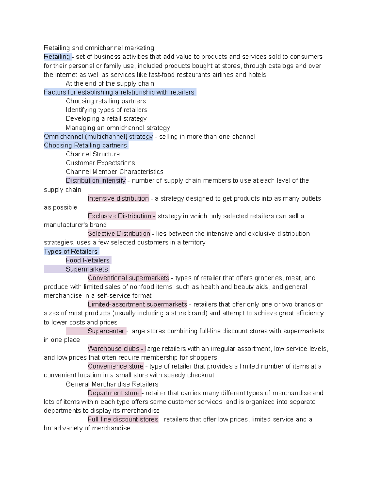 Chapter 16 - Marketing - Retailing, Distribution Intensity, Food ...