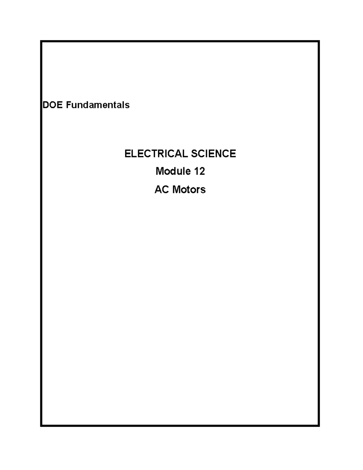 12AC Motors Specmtrs DOE Fundamentals ELECTRICAL SCIENCE Module 12