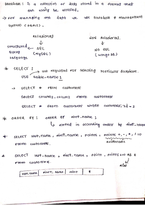 DBMS Notes 📝 - DBMS & SQL NOTES Database: A database is a collection of ...