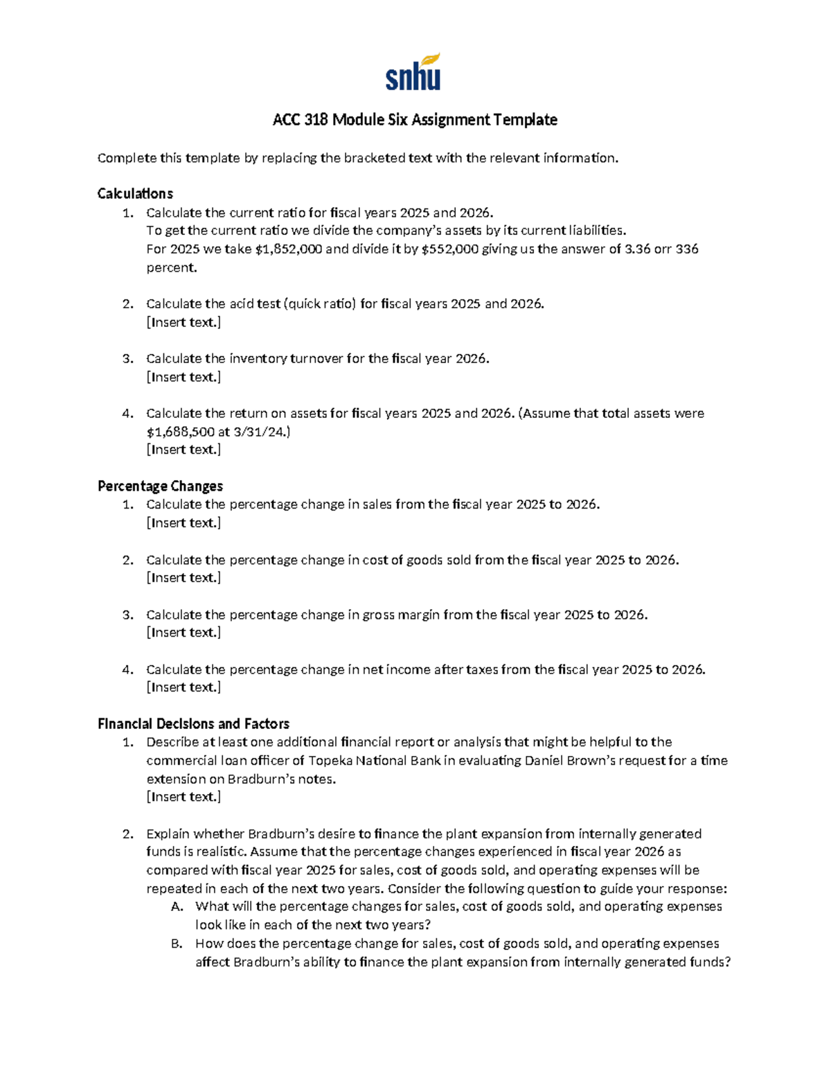 ACC 318 Module Six Assignment Template - ACC 318 Module Six Assignment ...