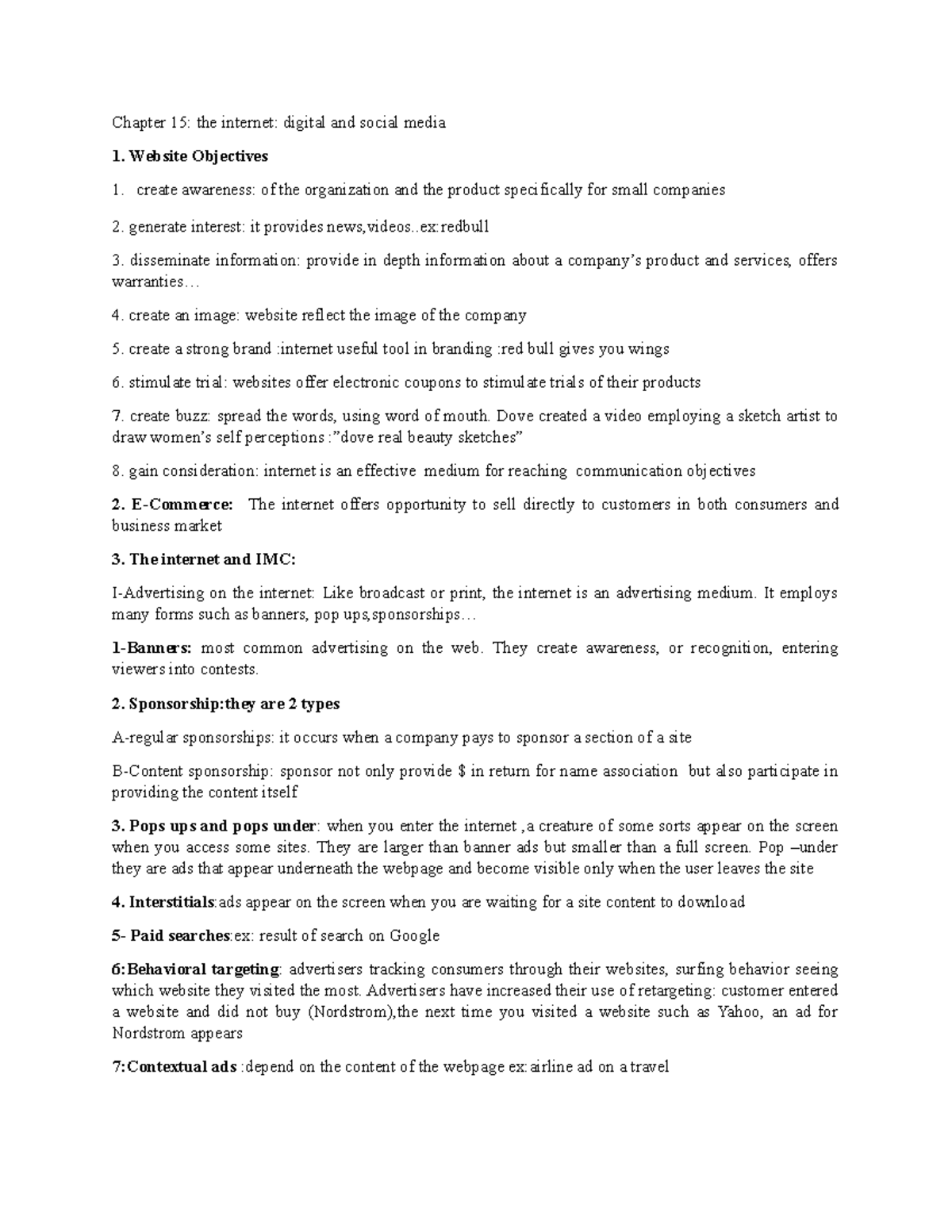 Chapter 15 - Summary marketing intro - Chapter 15: the internet ...