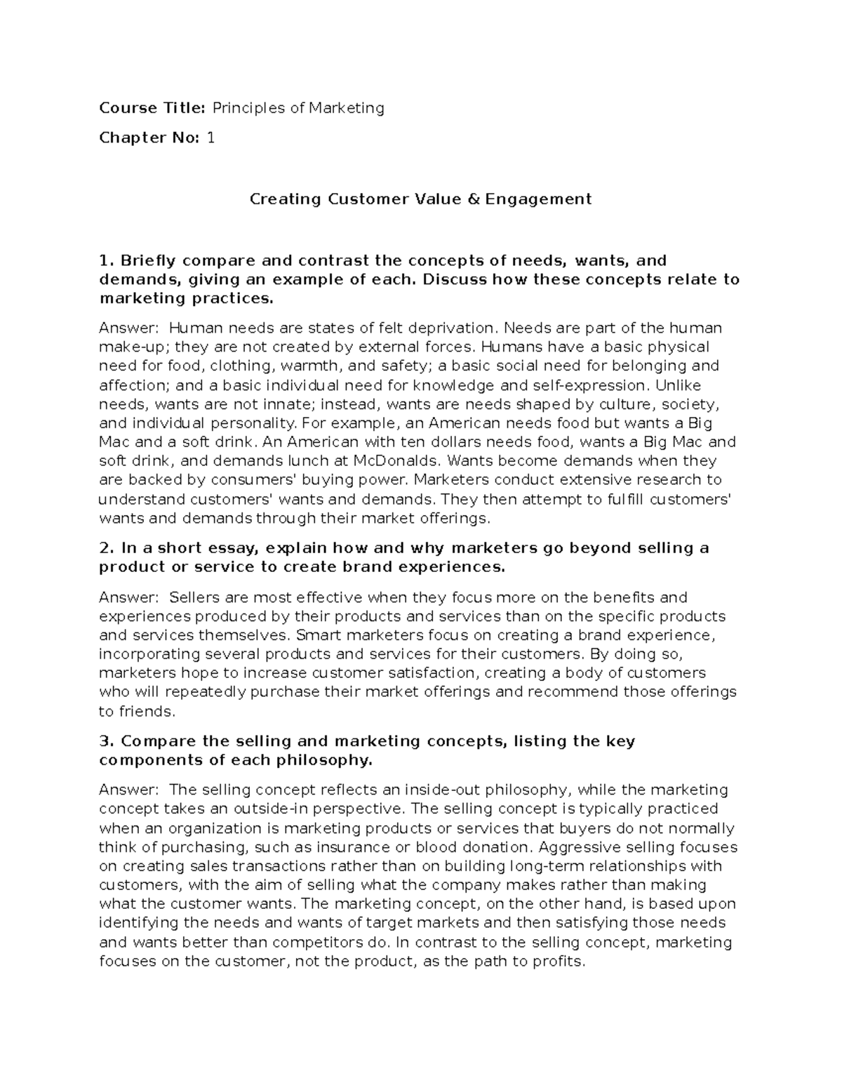 Chapter No. 1 (Question Answers) - Course Title: Principles of ...