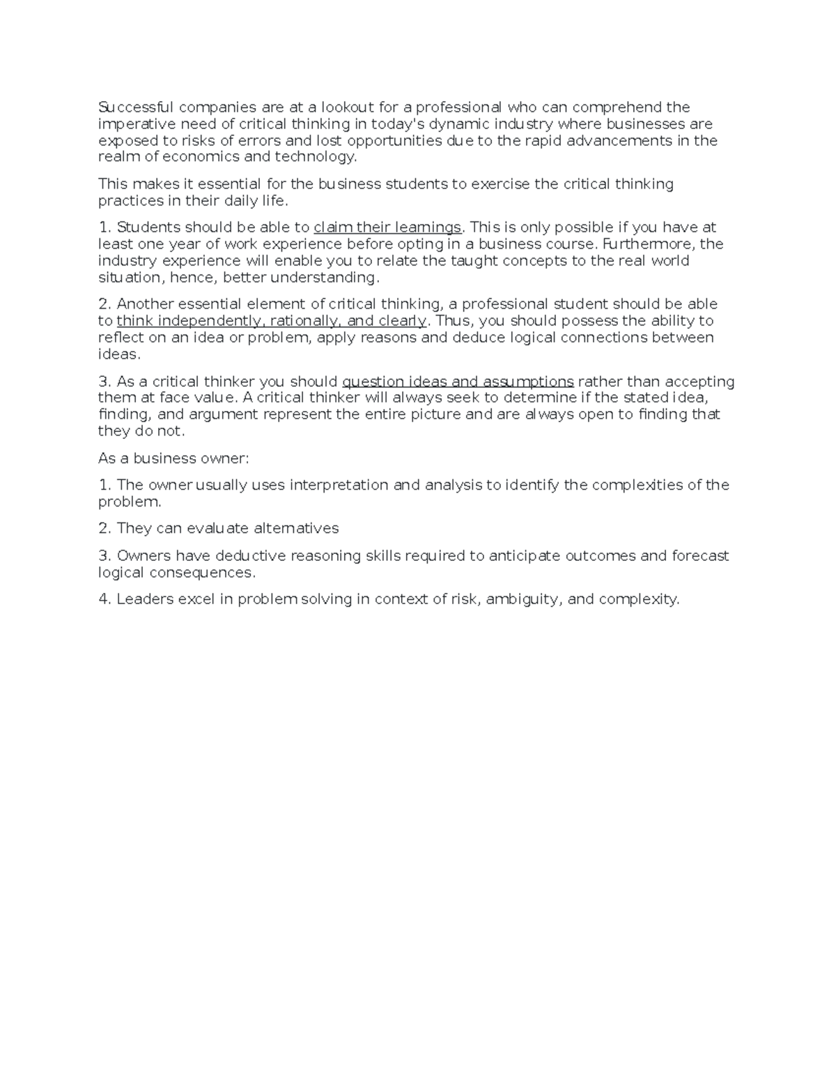 Successful companies are at a lookout for a professional who can ...