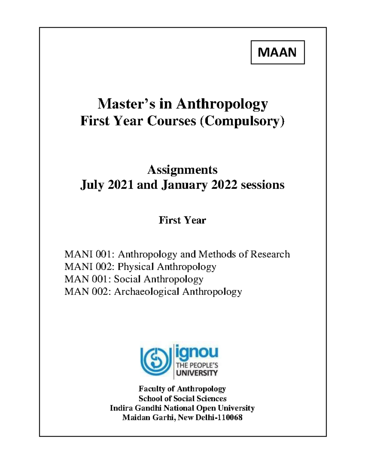 MAAN Assignment First Year July 2021 January 2022 - Master9s in ...
