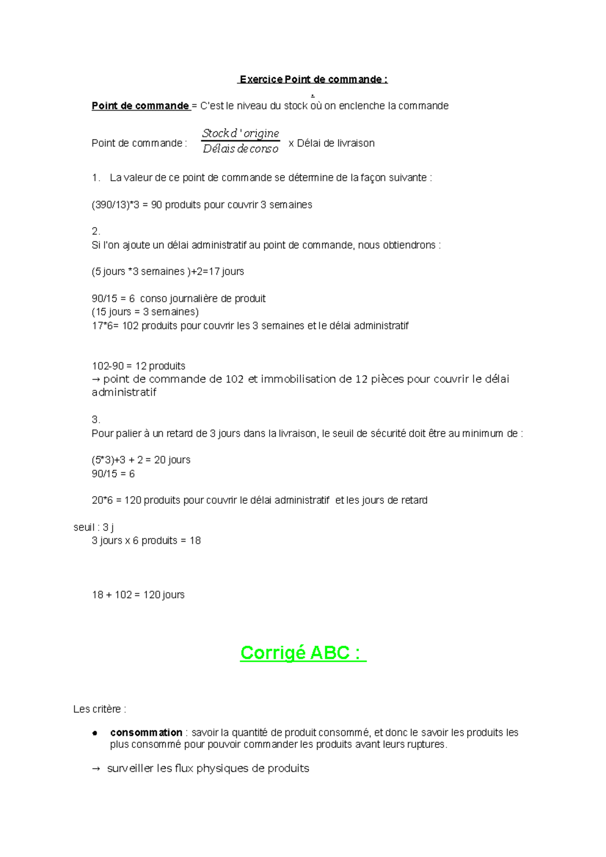 Calcul Du Point De Commande : Gestion de stock et approvisionnement 11 ...