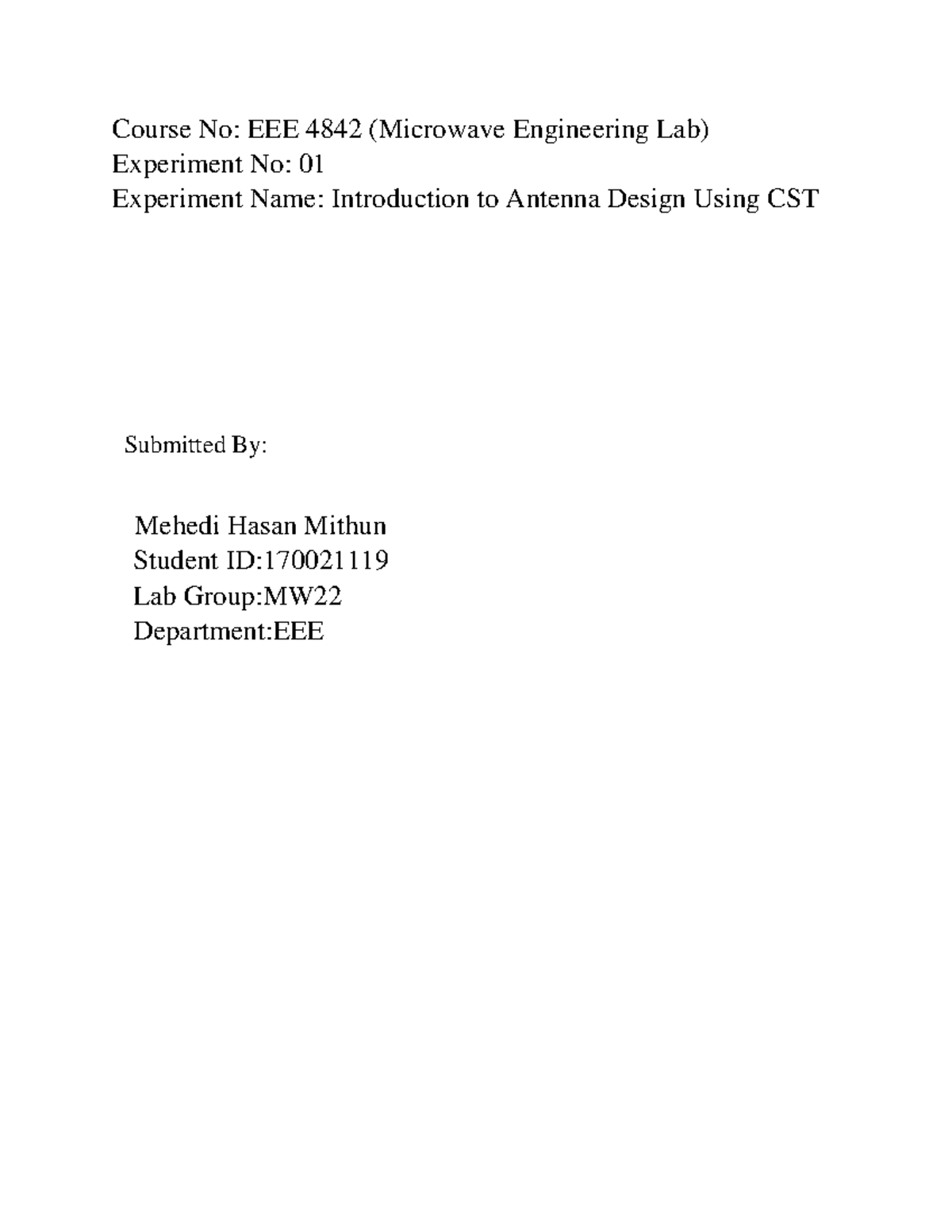 microwave experiment lab report