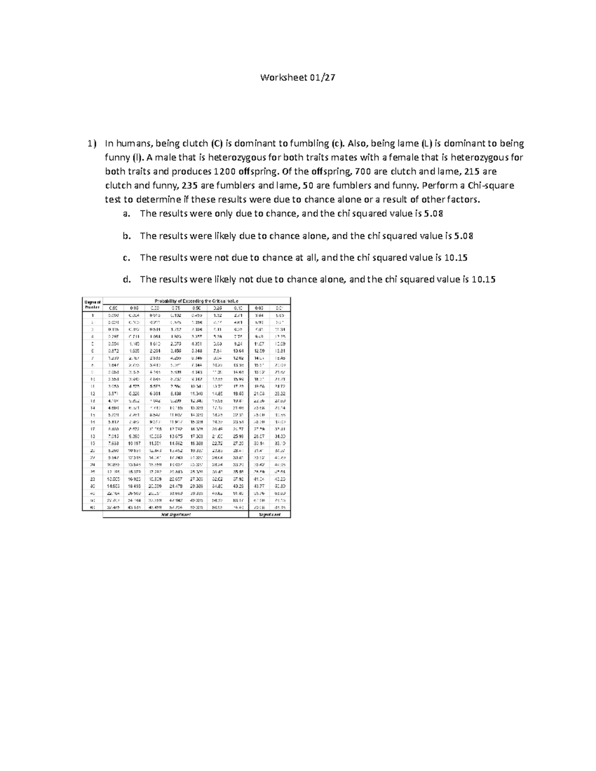 Worksheet+for+Jan+27+%282%29 - Worksheet 01/ In humans, being clutch (C ...