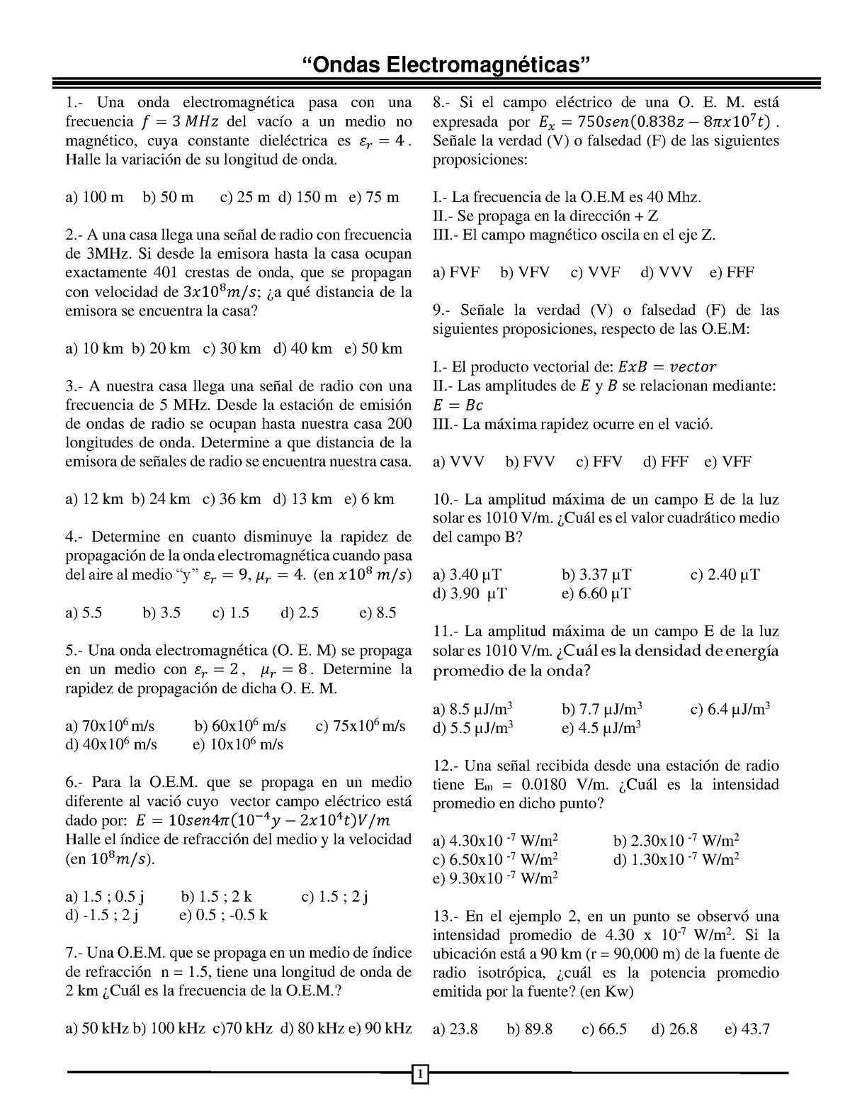 S13.s3-Problem- Ondas Electromagneticas - 1 “Ondas Electromagnéticas” 1 ...