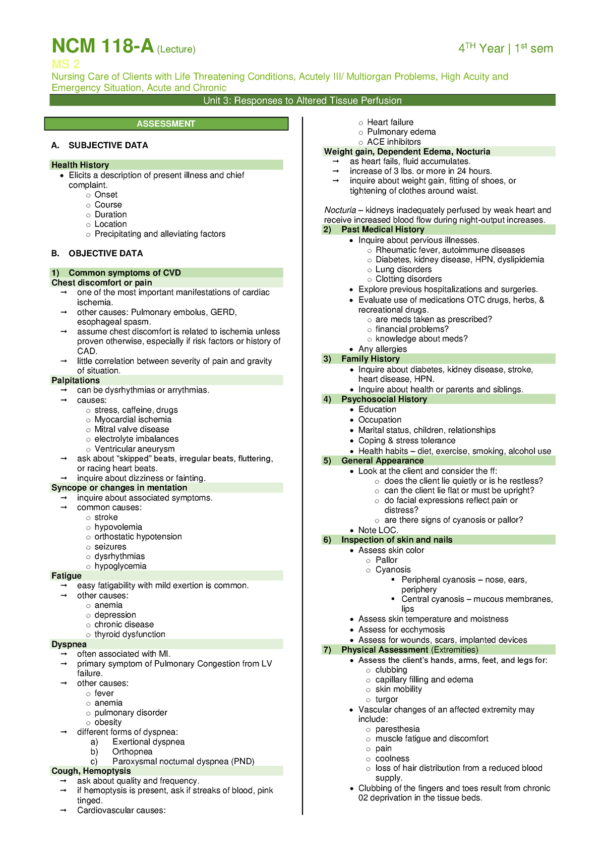 UNIT-3 - N/A - MS 2 Nursing Care of Clients with Life Threatening ...