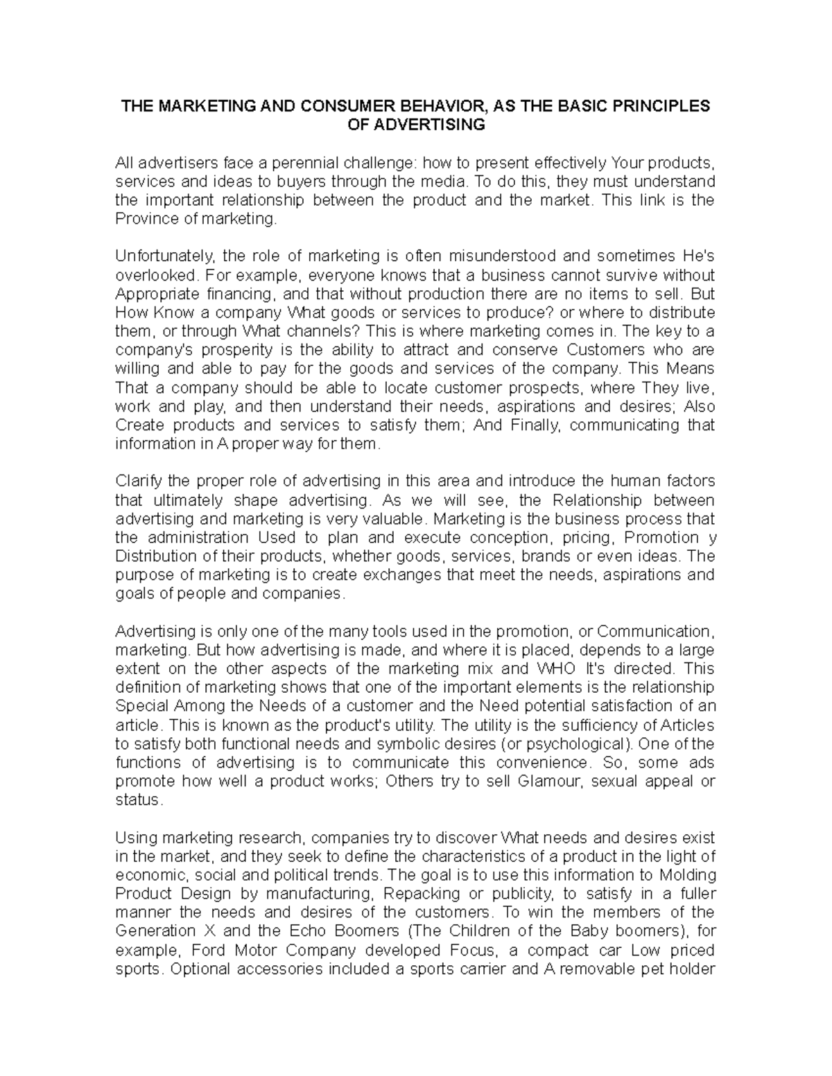 THE MARKETING AND CONSUMER BEHAVIOR: AS THE BASIC PRINCIPLES OF ...
