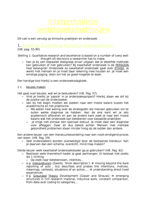 Samenvatting Interpretatieve Onderzoeksmethoden - HOOFDSTUK 1 ...