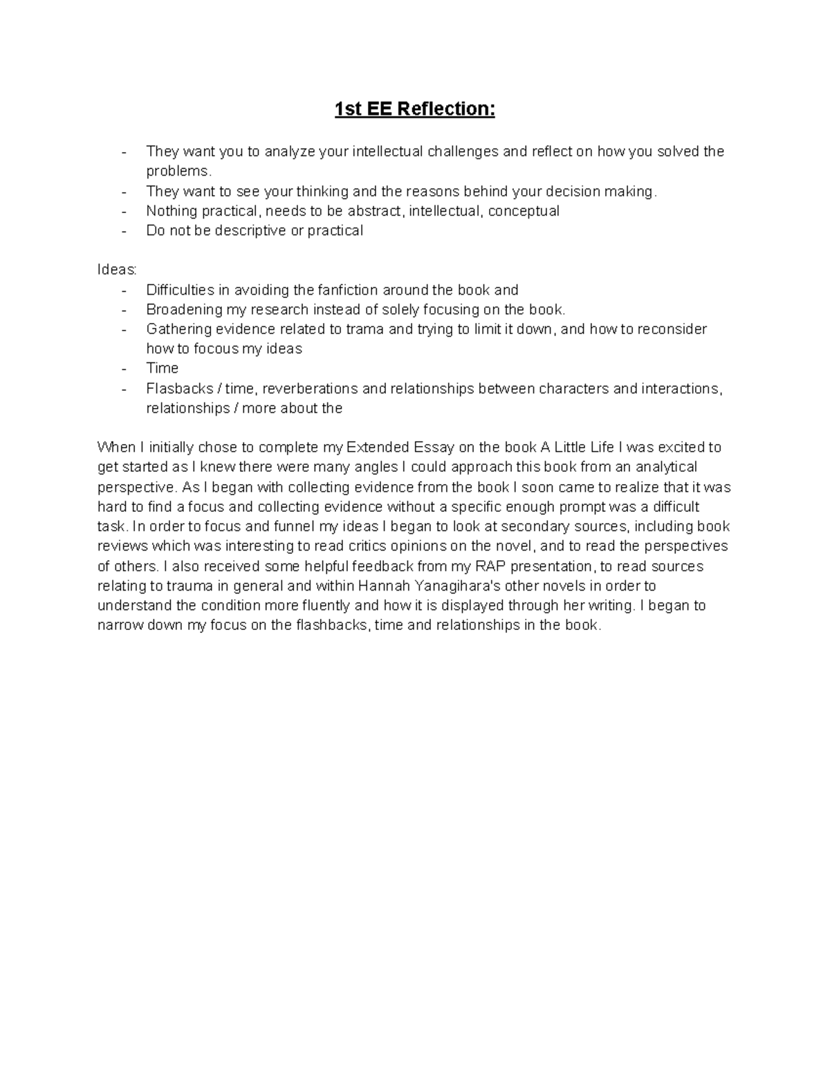 1st EE Reflection - This will help you revise - 1st EE Reflection ...