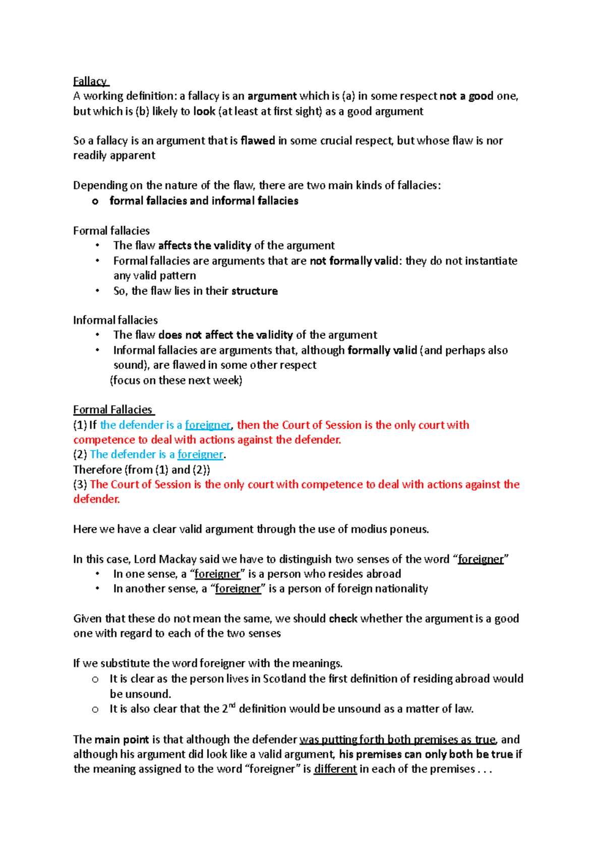 Week 4 (my notes) - week 4 note for CLT - Fallacy A working definition ...