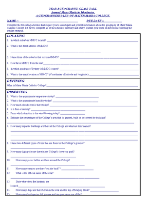 Liveability Comparison Worksheet - ENV - Liveability Comparison Use the ...