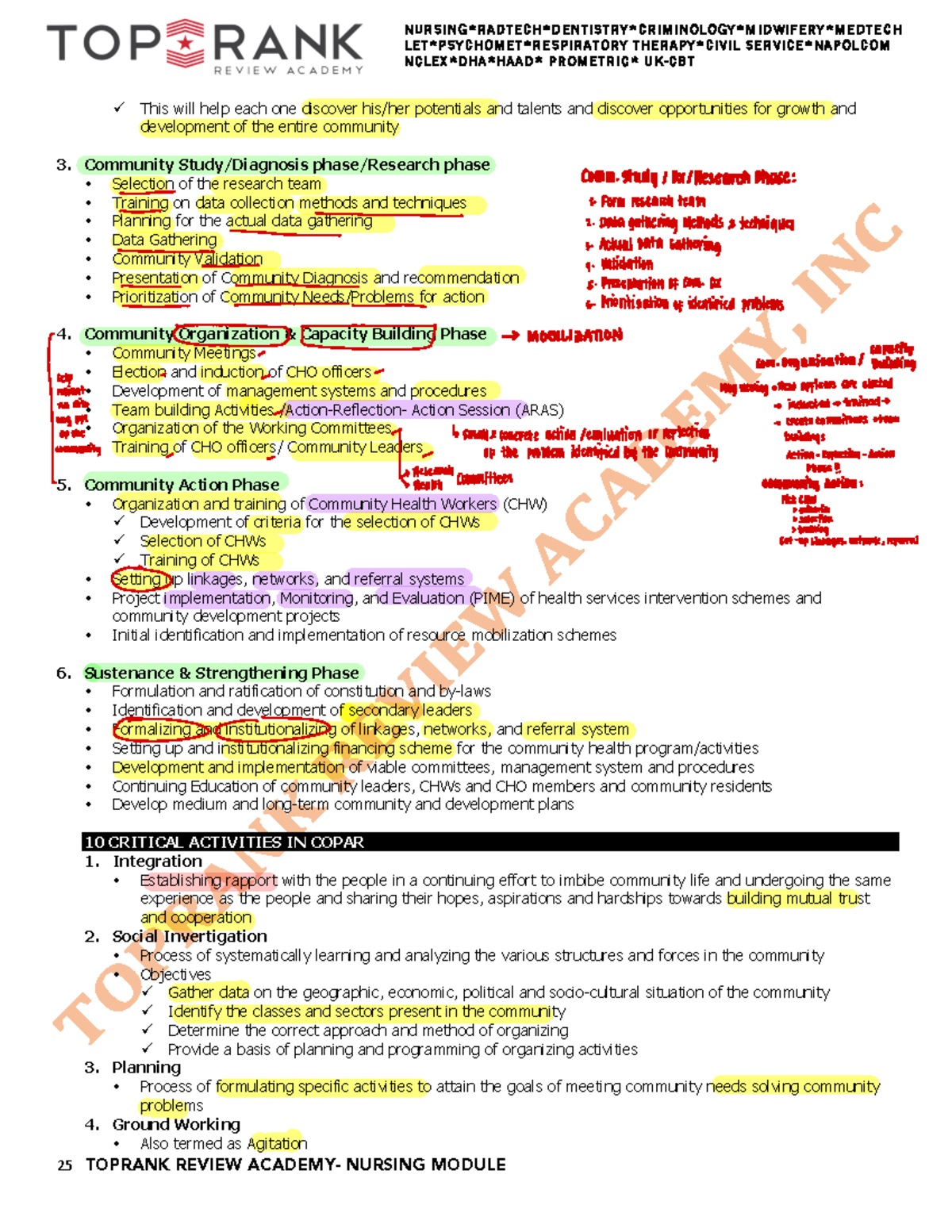 Community Health Nursing 9 - 25 TOPRANK REVIEW ACADEMY- NURSING MODULE ...