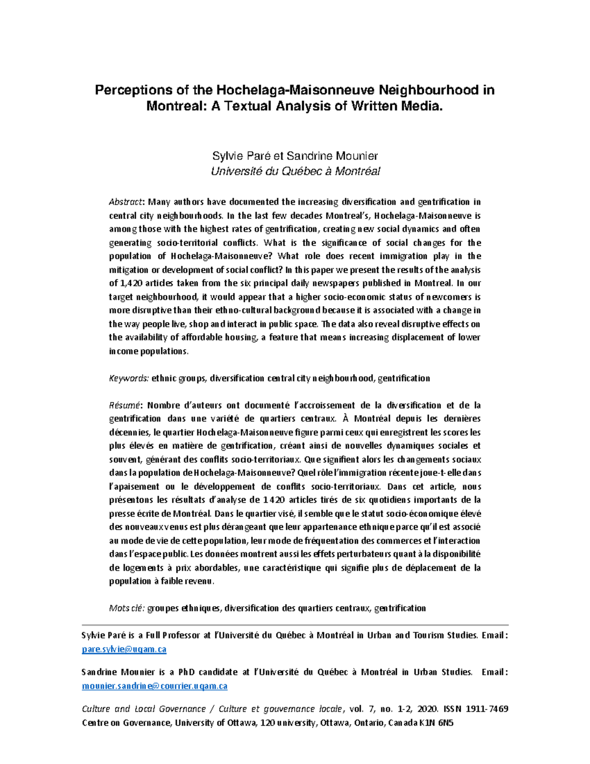 Jpaquet 4%2C+Article+2 - Sylvie Paré is a Full Professor at l ...