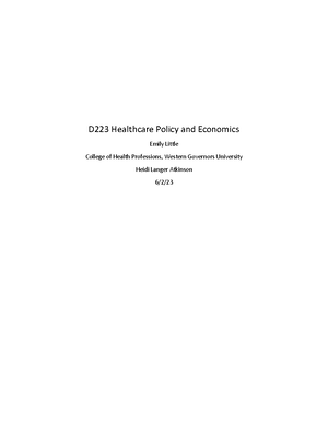 Wgu Task 1 Rev - Task 1 - D223 Healthcare Policy And Economics Task 1 ...