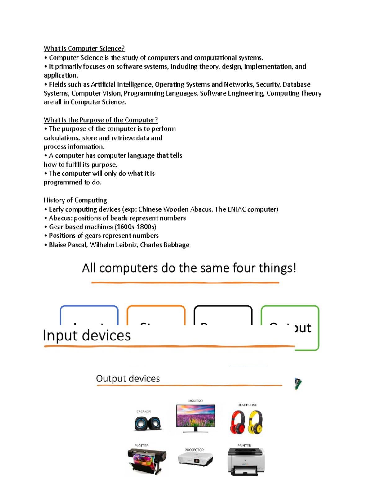 Quiz 1 Notes - CS101 - What is Computer Science? Computer Science is ...