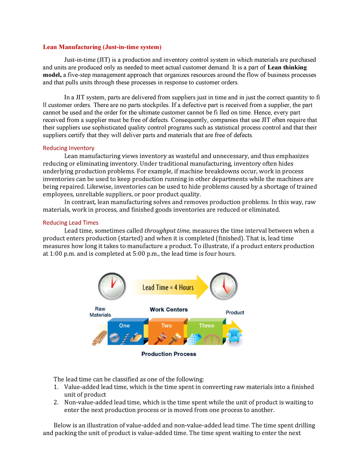 Lean Manufacturing (JIT) - Lean Manufacturing (Just-in-time system ...