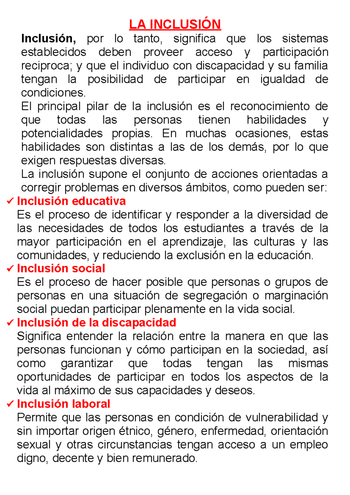 LA Inclusión - LA INCLUSIÓN Inclusión, por lo tanto, significa que los ...