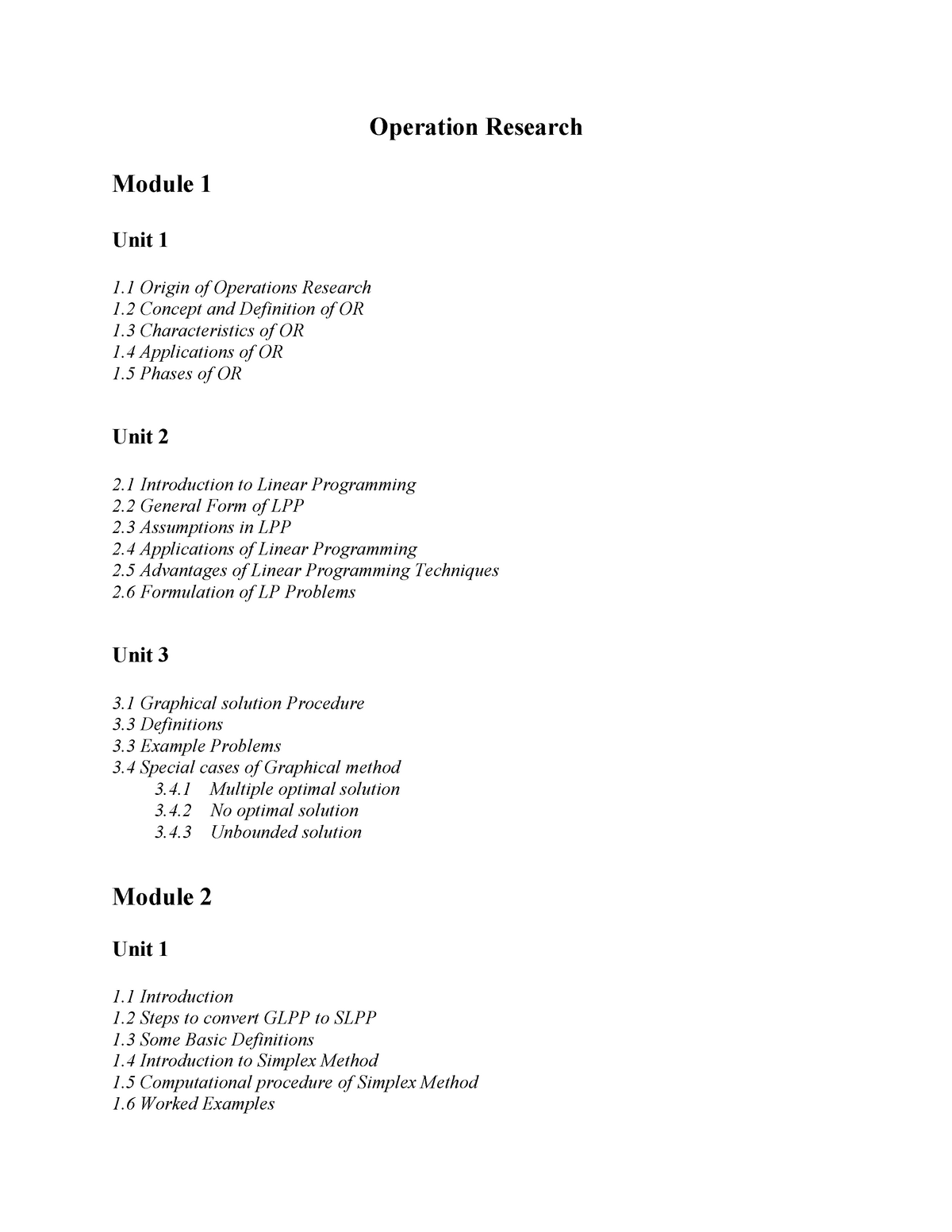 48078865 Operations Research Operation Research Module 1 Unit 1 1 