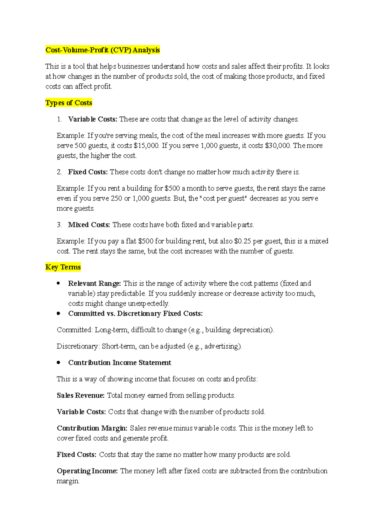 ACCT Week 6 - Notes - BEST FOR STUDYT - Cost-Volume-Profit (CVP ...