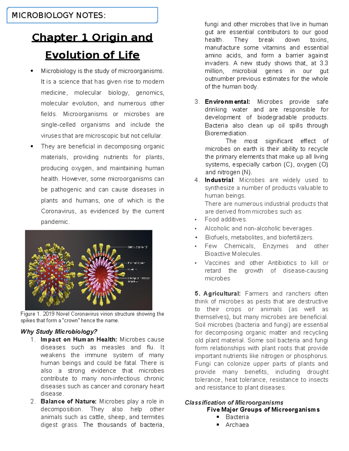 Microbio Notes AND Reviewer - Chapter 1 Origin and Evolution of Life ...