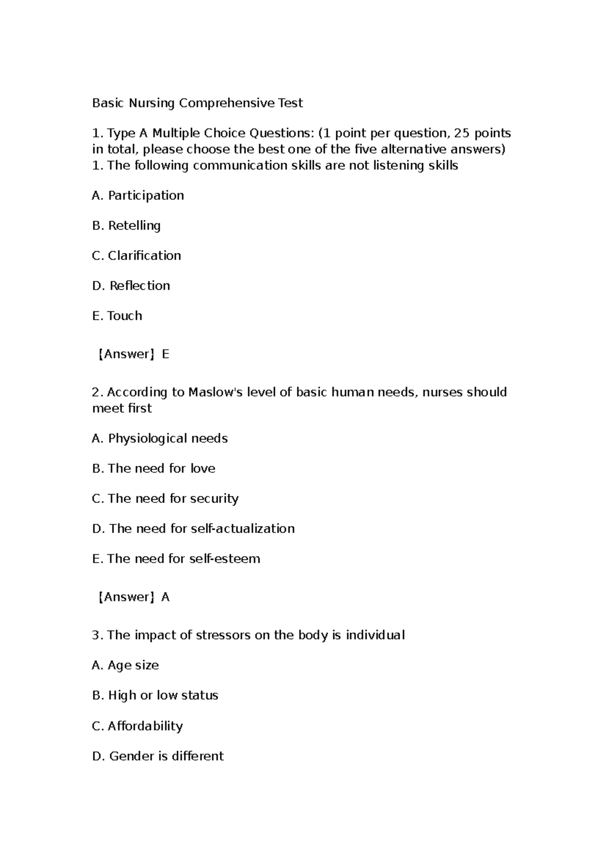 Basic Nursing Comprehensive Test NURS221 - Basic Nursing Comprehensive ...