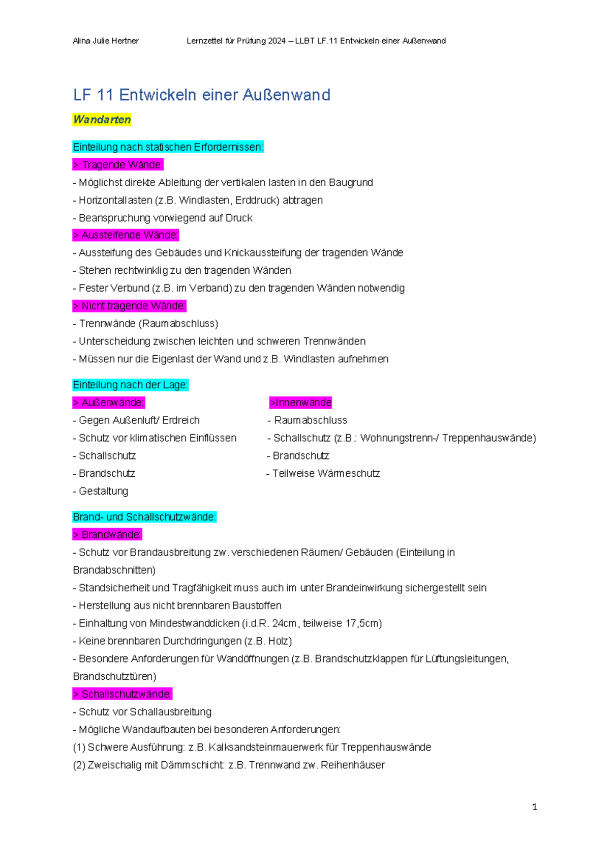 Technische Fragen Praktische Prüfung 2024 Lernzettel für Prüfung 2024 - LF.11 LBT NCH Fertig - LF 11 Entwickeln
