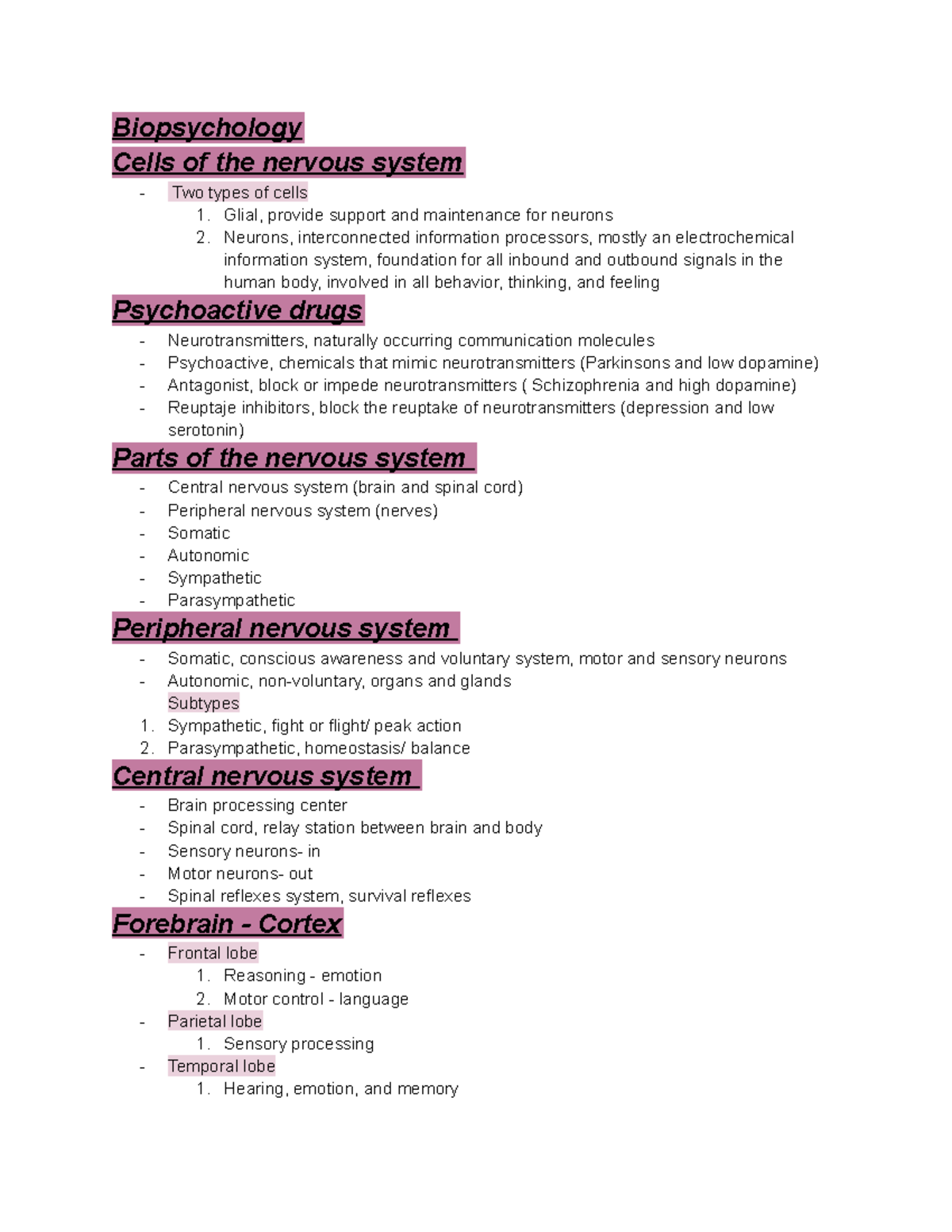 Chapter 3 Psychology - Biopsychology Cells Of The Nervous System Two ...