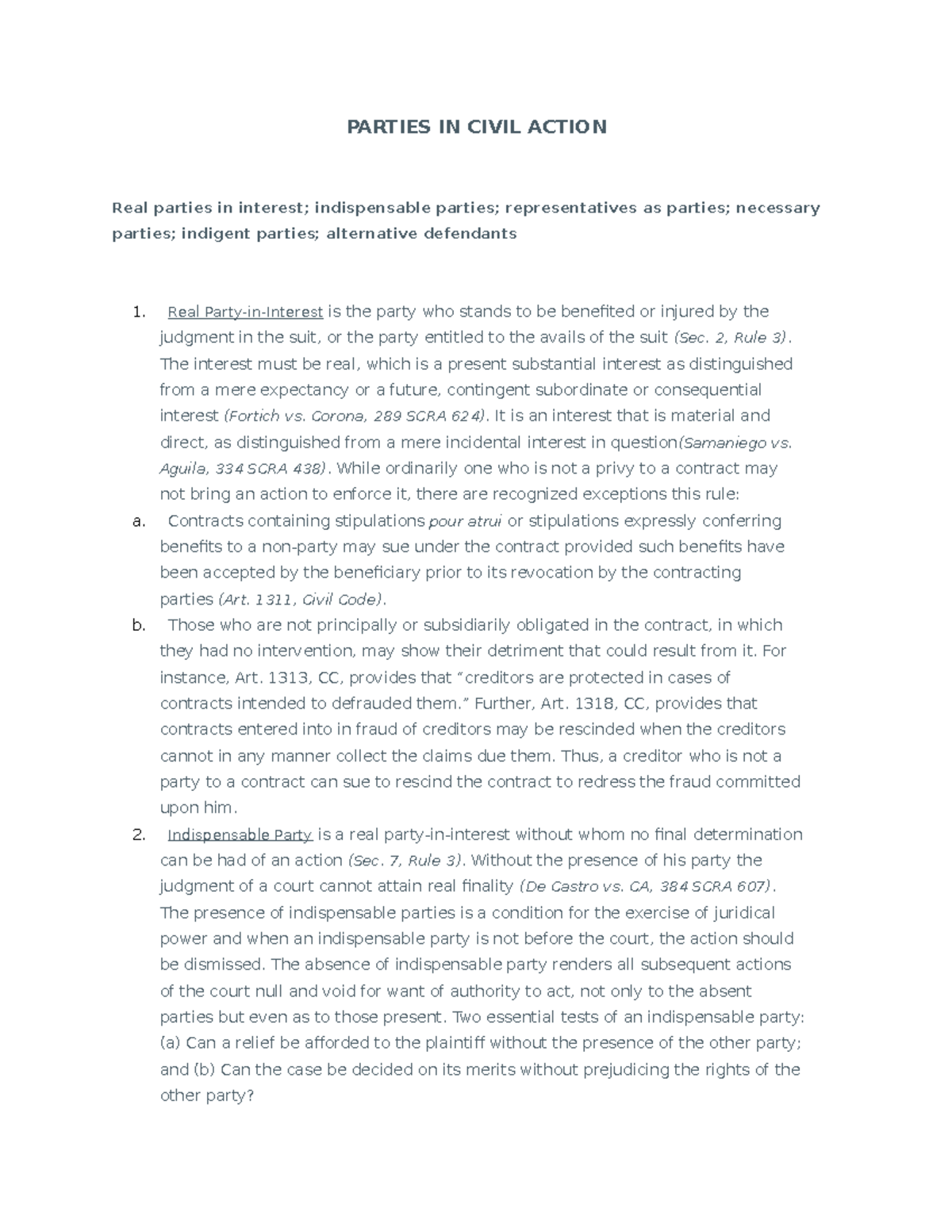 Parties IN Civil Action - PARTIES IN CIVIL ACTION Real parties in ...