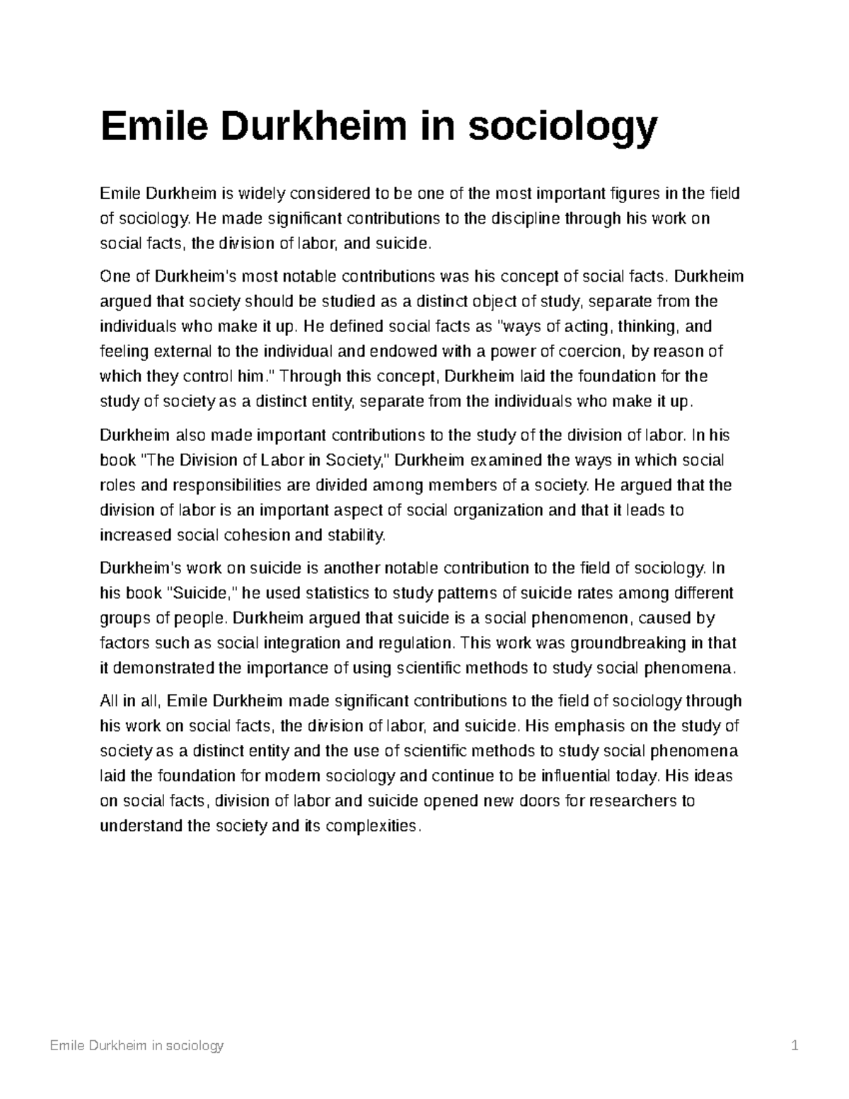 essay on emile durkheim