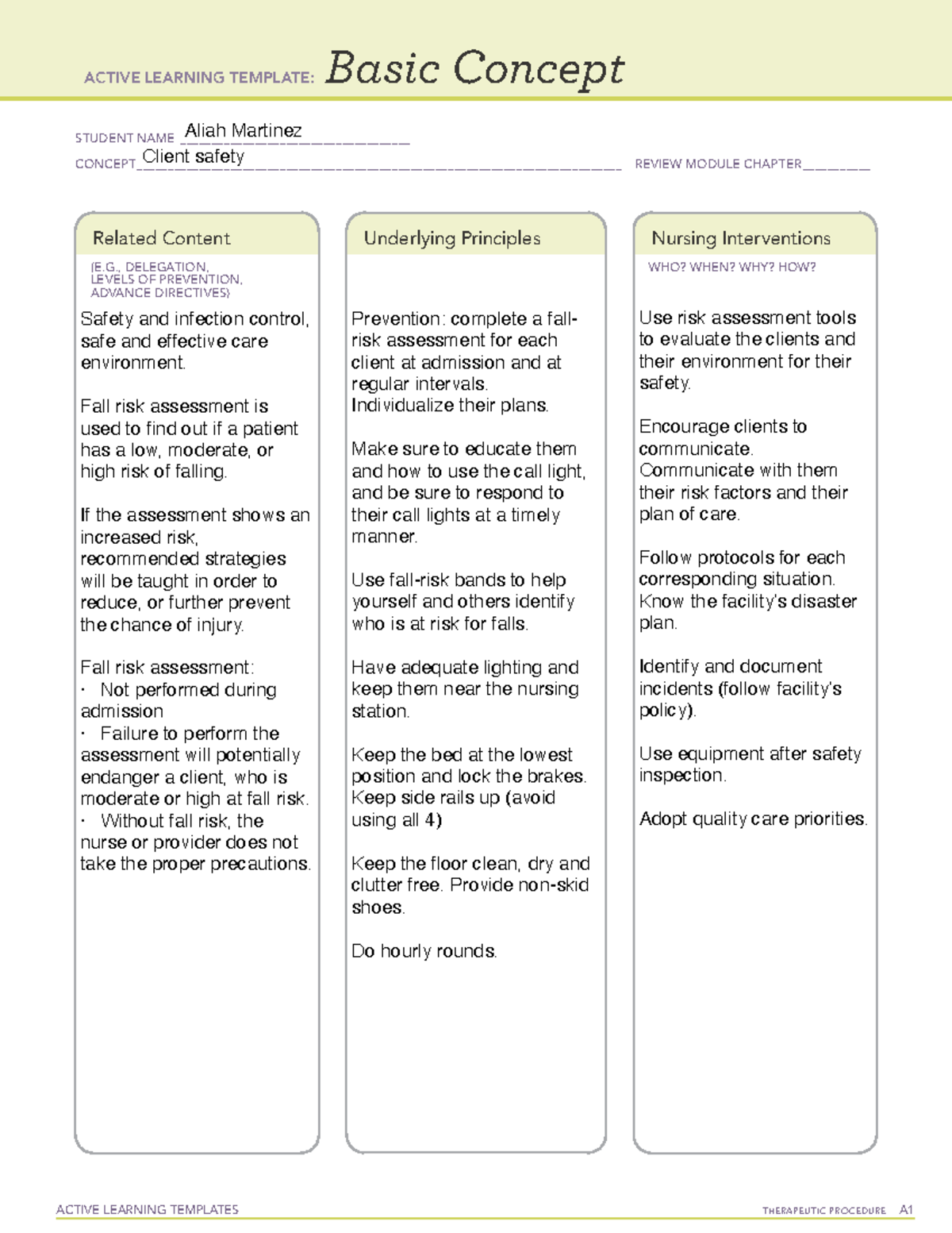 Active Learning Template Basic Concept-1 - NUR2300 - ACTIVE LEARNING ...