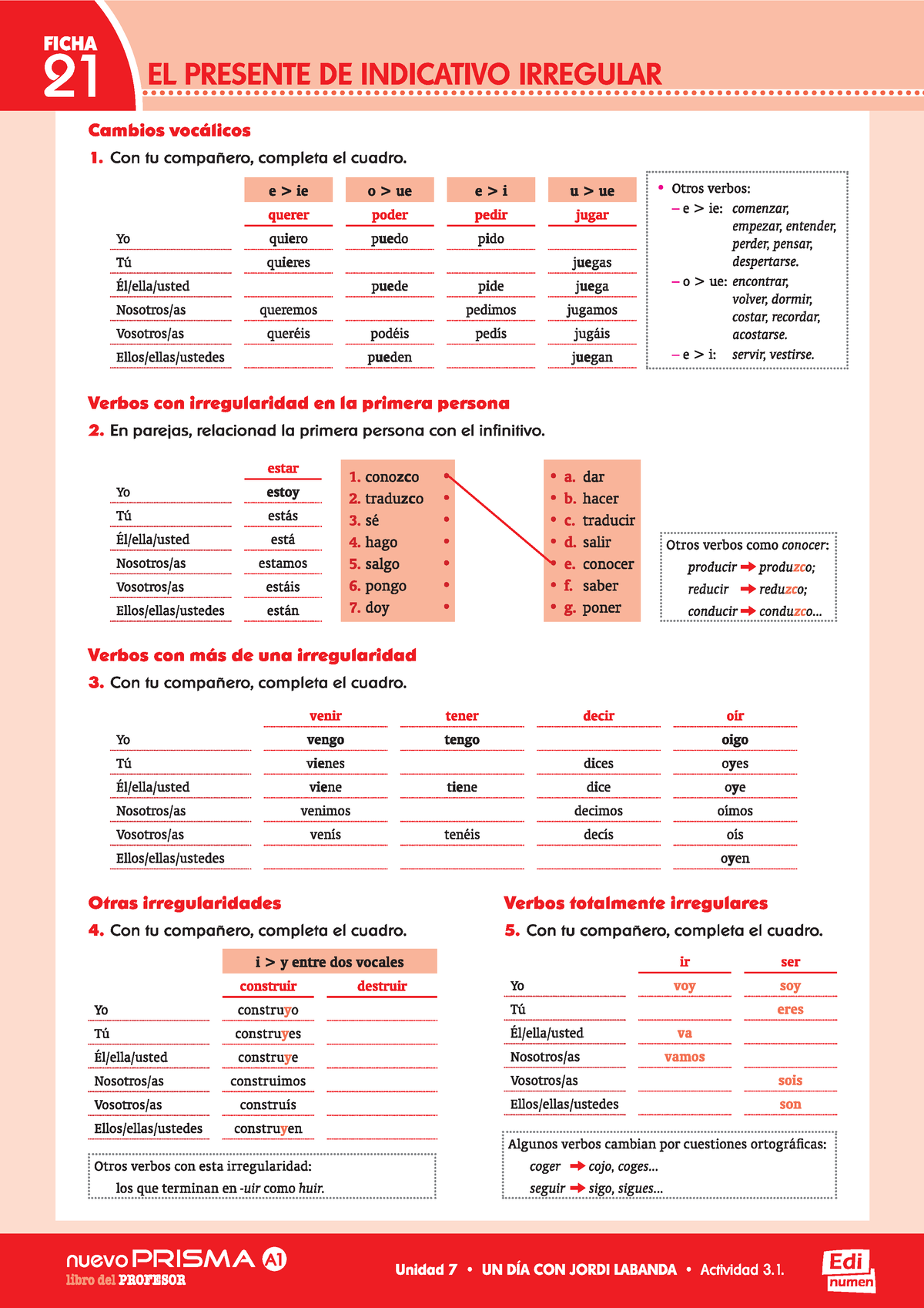 Ficha 21 El presente de indicativo irregular - LL264 - Studocu