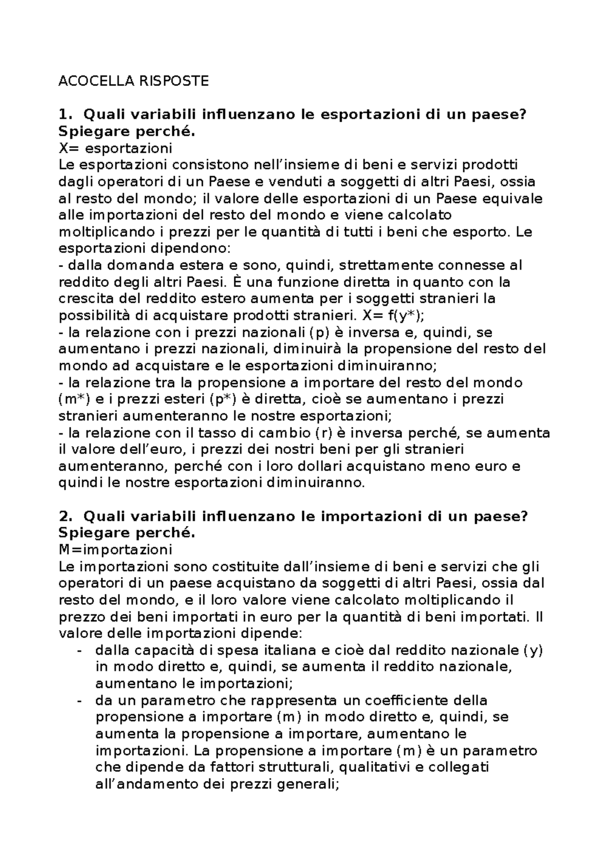 Risposte Acocella - ACOCELLA RISPOSTE Quali variabili influenzano le ...