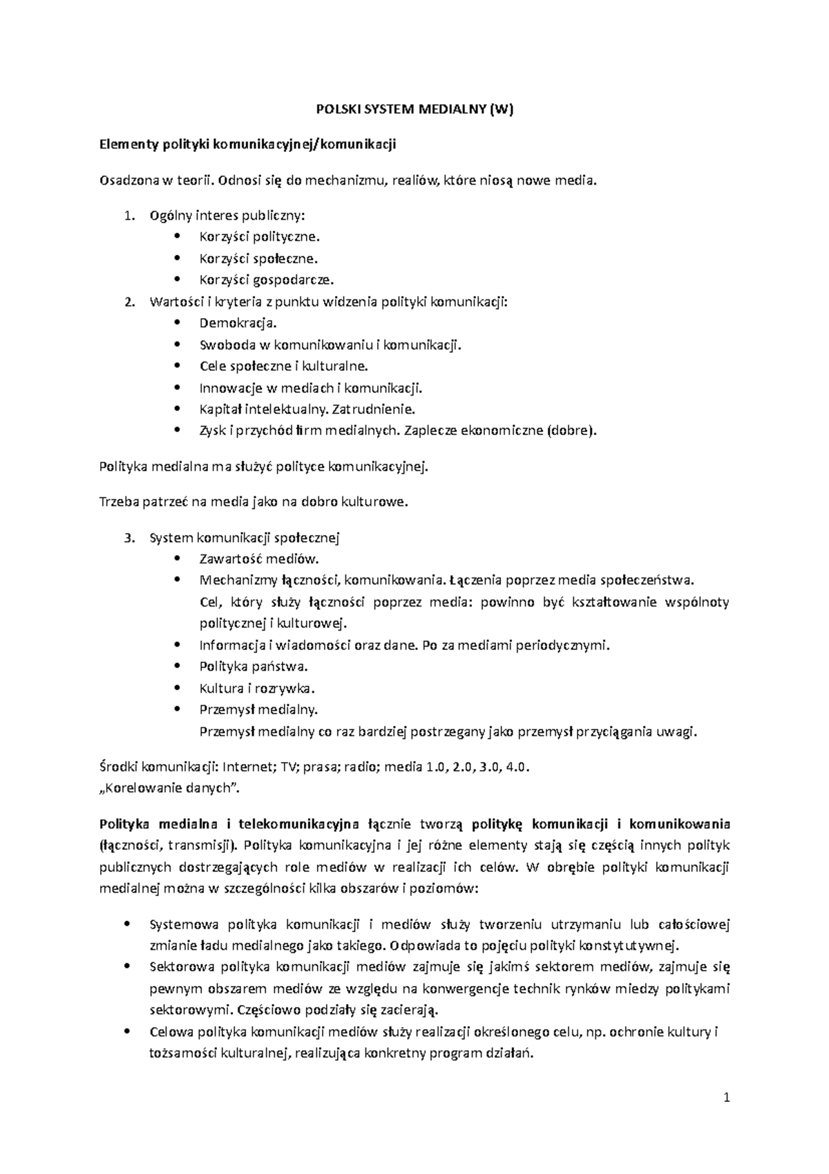 7 - Polski System Medialny (W) - POLSKI SYSTEM MEDIALNY (W) Elementy ...