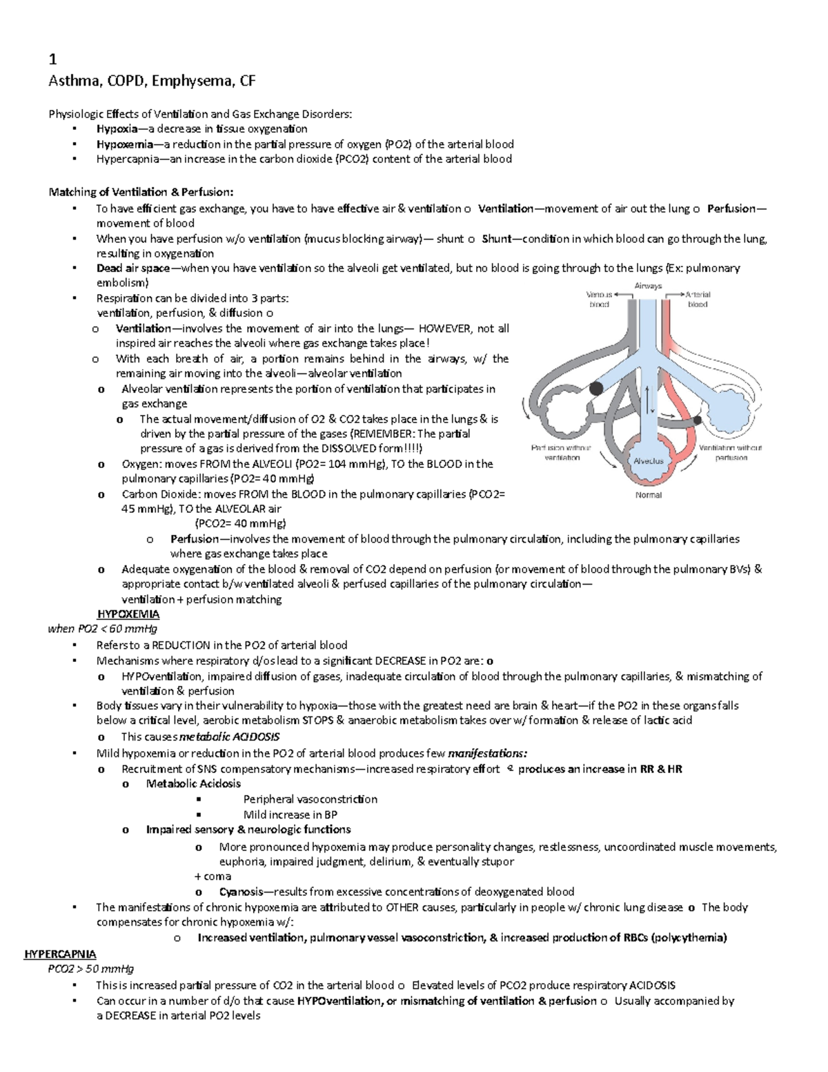 Asthma COPD Emphysema CF Asthma, COPD, Emphysema, CF Physiologic