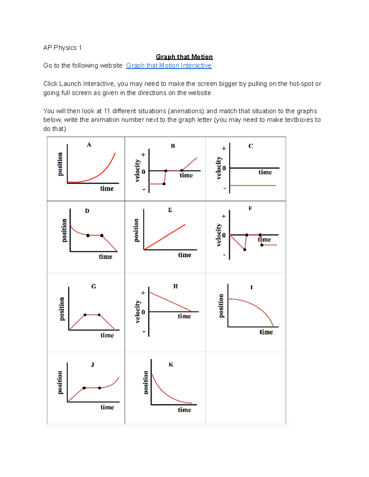 Copy of Week 2 Graph that Motion-2 - AP Physics 1 Graph that Motion Go ...