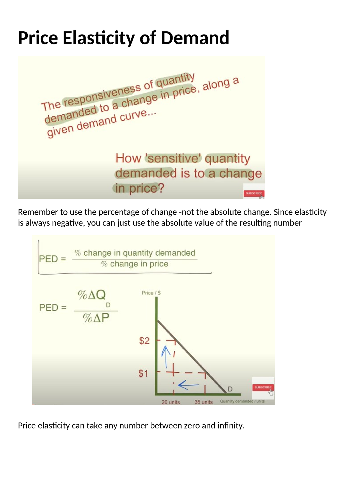 Price Elasticity of Demand - Price Elasticity of Demand Remember to use ...