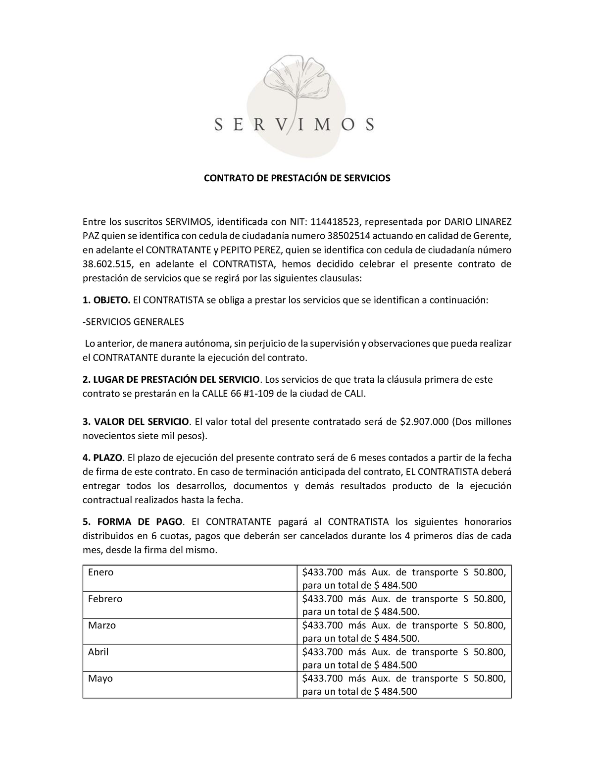 Contrato DE Prestación DE Servicios 2007 - CONTRATO DE PRESTACI”N DE ...