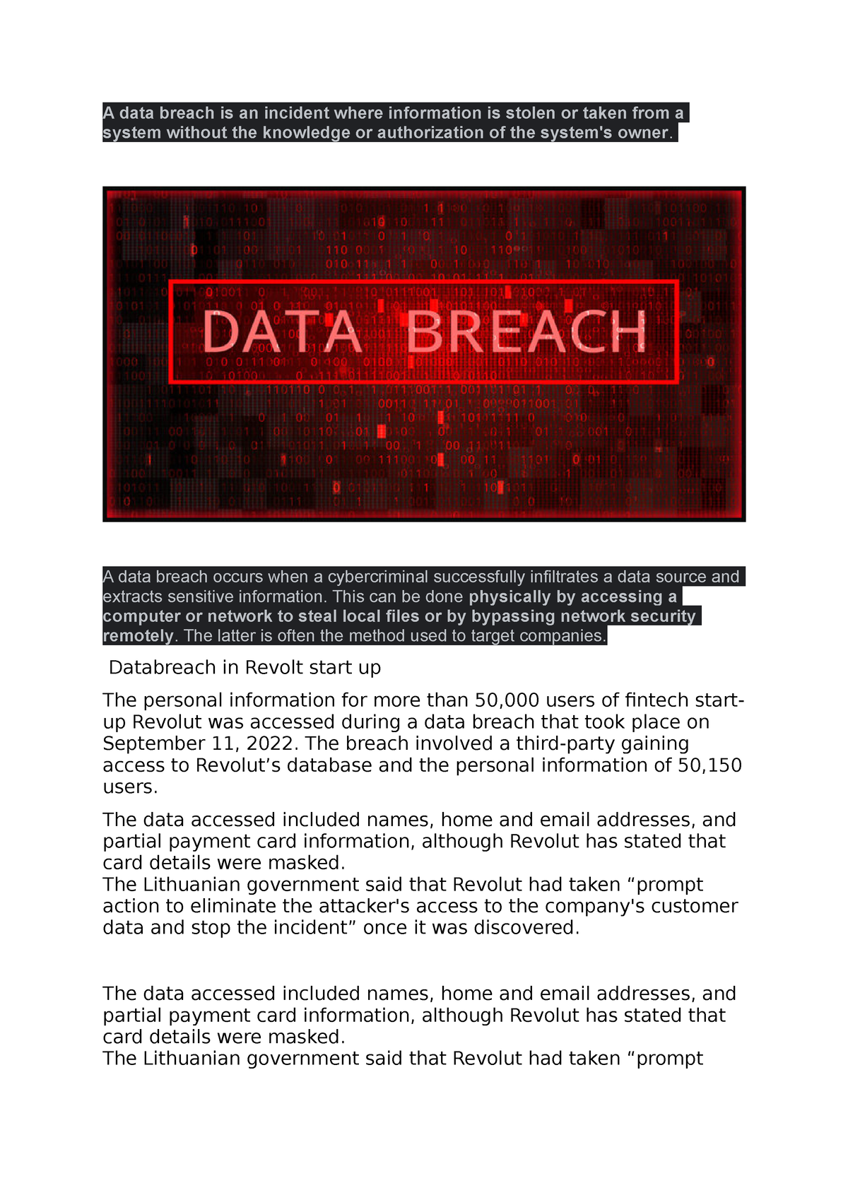 A Data Breach Is - A Data Breach Occurs When A Cybercriminal ...