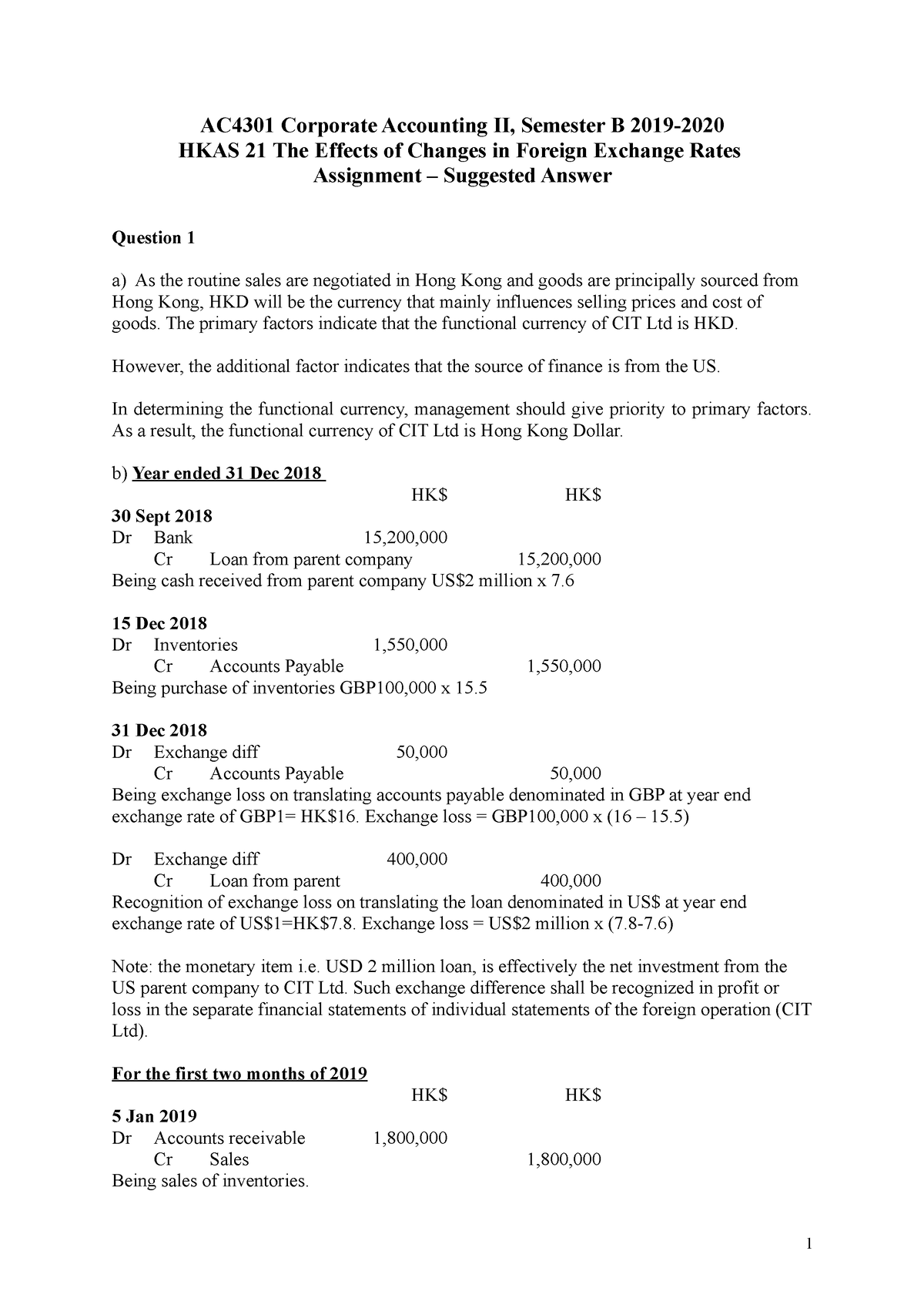 corporate accounting assignment pdf