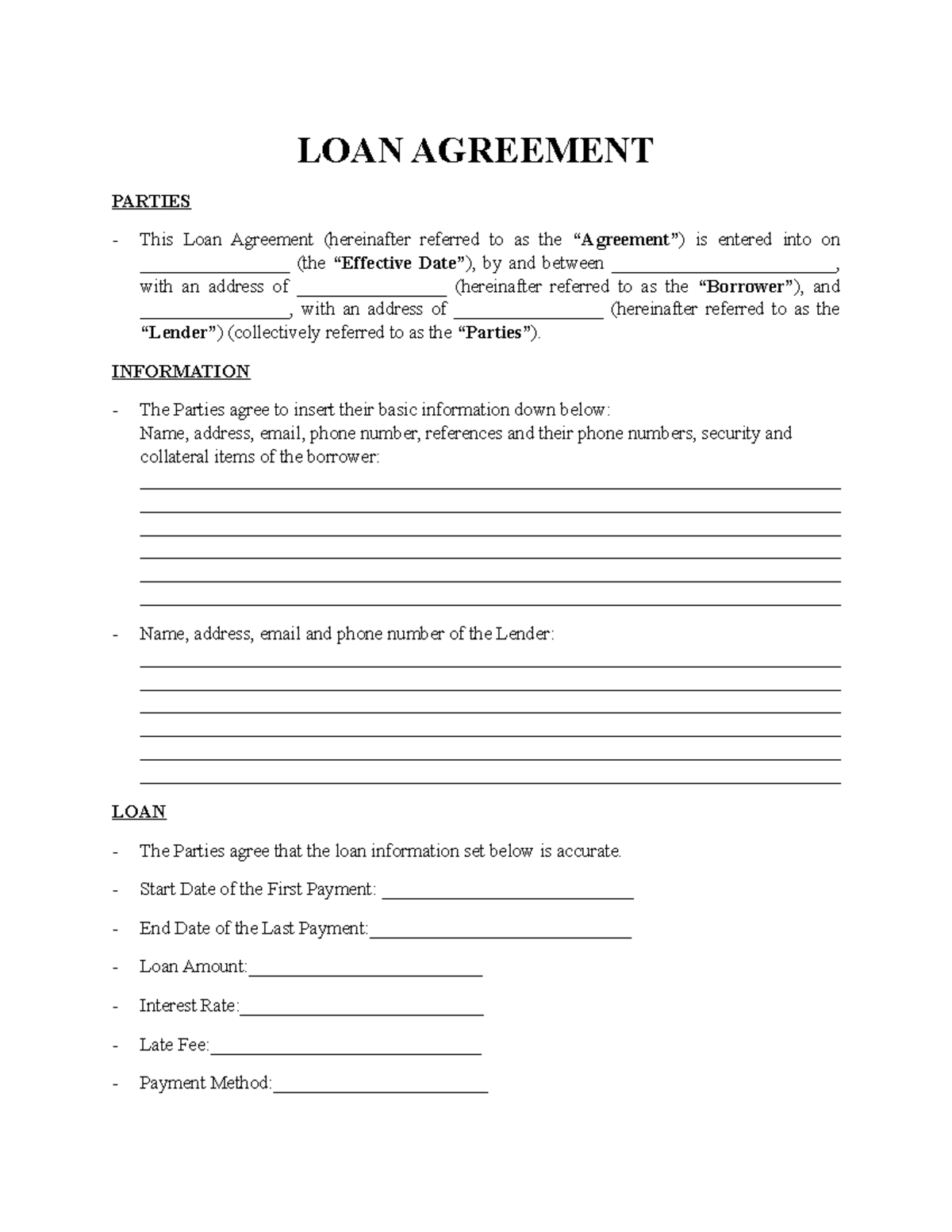 Loan-Agreement-Template-Signaturely - LOAN AGREEMENT PARTIES This Loan ...