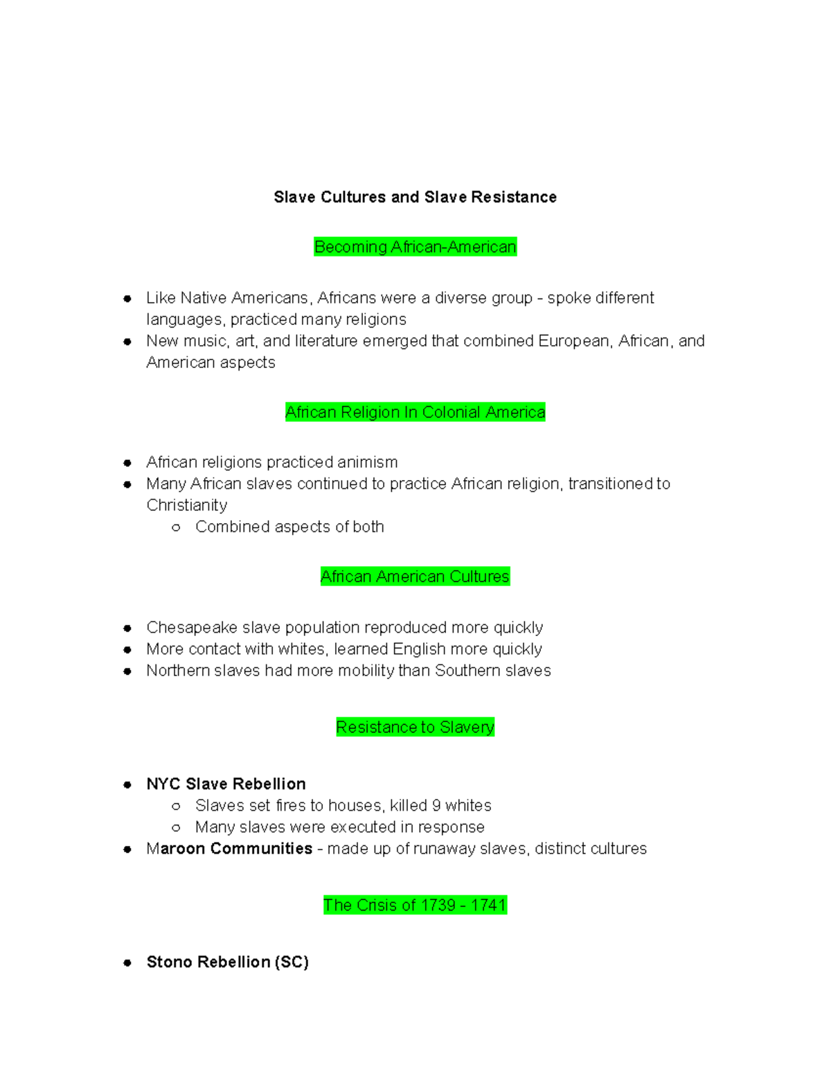 Chapter 4 Notes A New World Slave Cultures And Slave Resistance Becoming African American Chapter 4 Notes A New World Slave Cultures And Slave Resistance Becoming African American